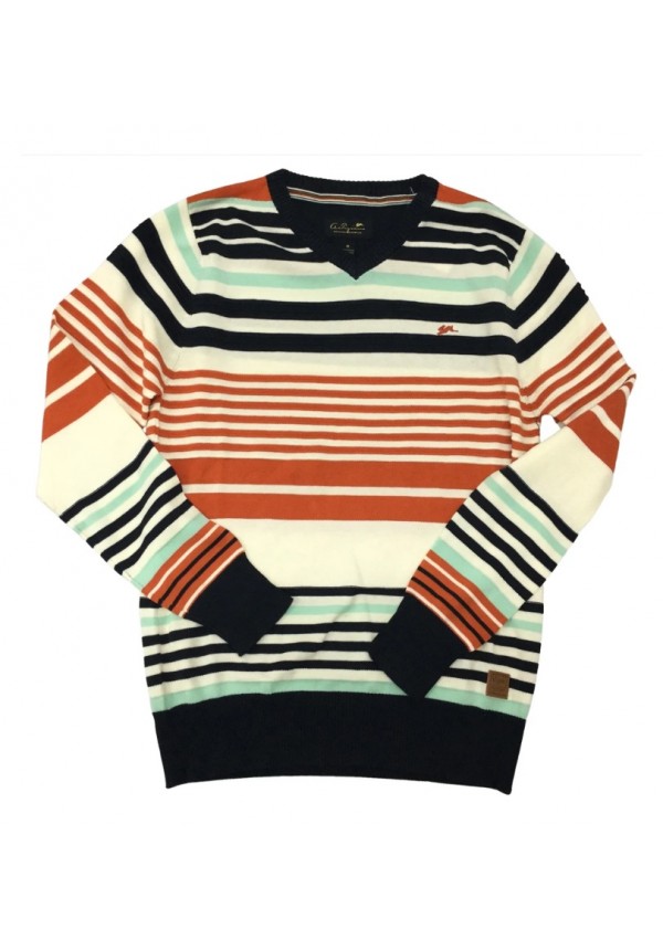 Mike V-Neck Knit Striped Sweater