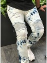 Patched Acid Wash Moto Style Jean