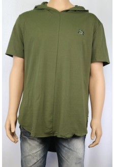Hooded Longated Three Layer Knit (Army Green)
