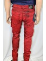 Black Stained Red Moto Style Jean