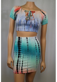 Tie-Dye Crop and Skirt Set