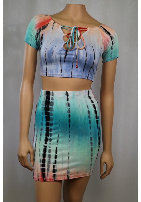 Tie-Dye Crop and Skirt Set