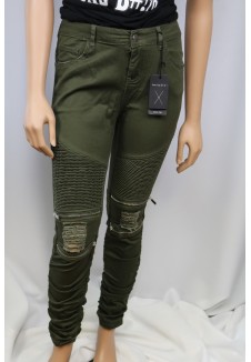 Moto Style Cropped Pants (Olive)
