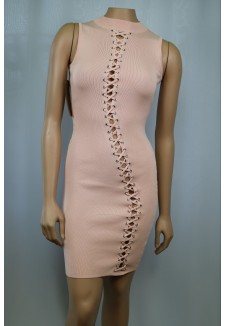 Grommet Criss Cross Dress (Pink Blush)