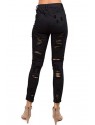 Double Distressed Twill Skinny Jeans (Black)