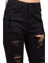 Double Distressed Twill Skinny Jeans (Black)