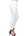 Double Distressed Twill Skinny Jeans (White)