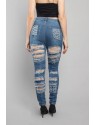 Double Distressed Denim Skinny Jeans (Blue)