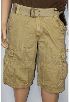 Belted Twill Cargo Shorts (Khaki)