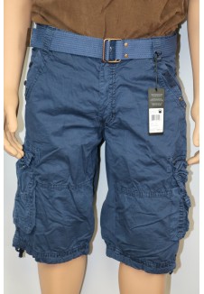 Belted Twill Cargo Shorts (Navy)